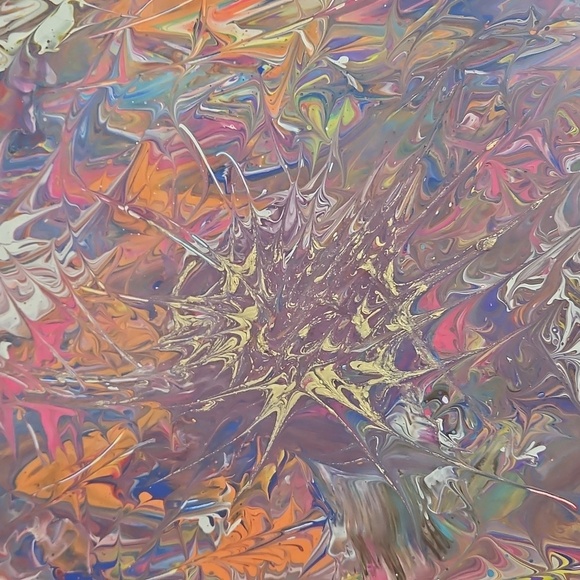 Hand Crafted Original Acrylic Pour Painting The First One Upcycled Framed 16x20 - Picture 14 of 17